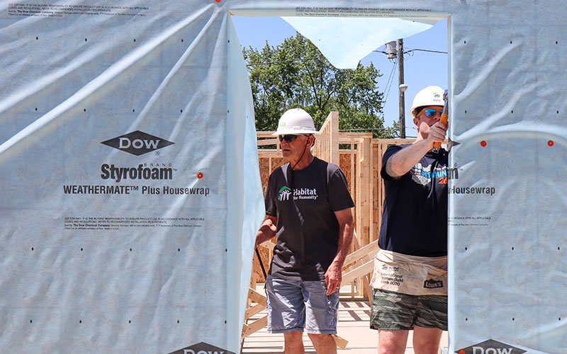Andrew on build site volunteering