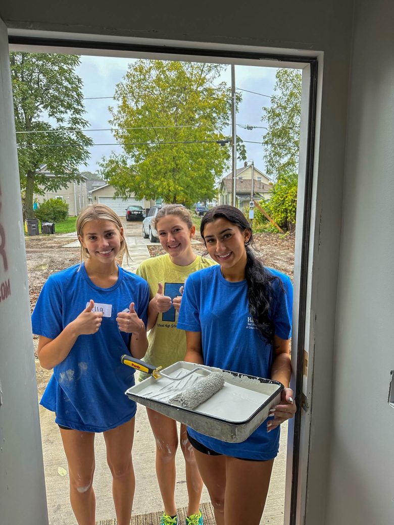 volunteers painting