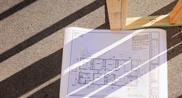House floor plan on concrete