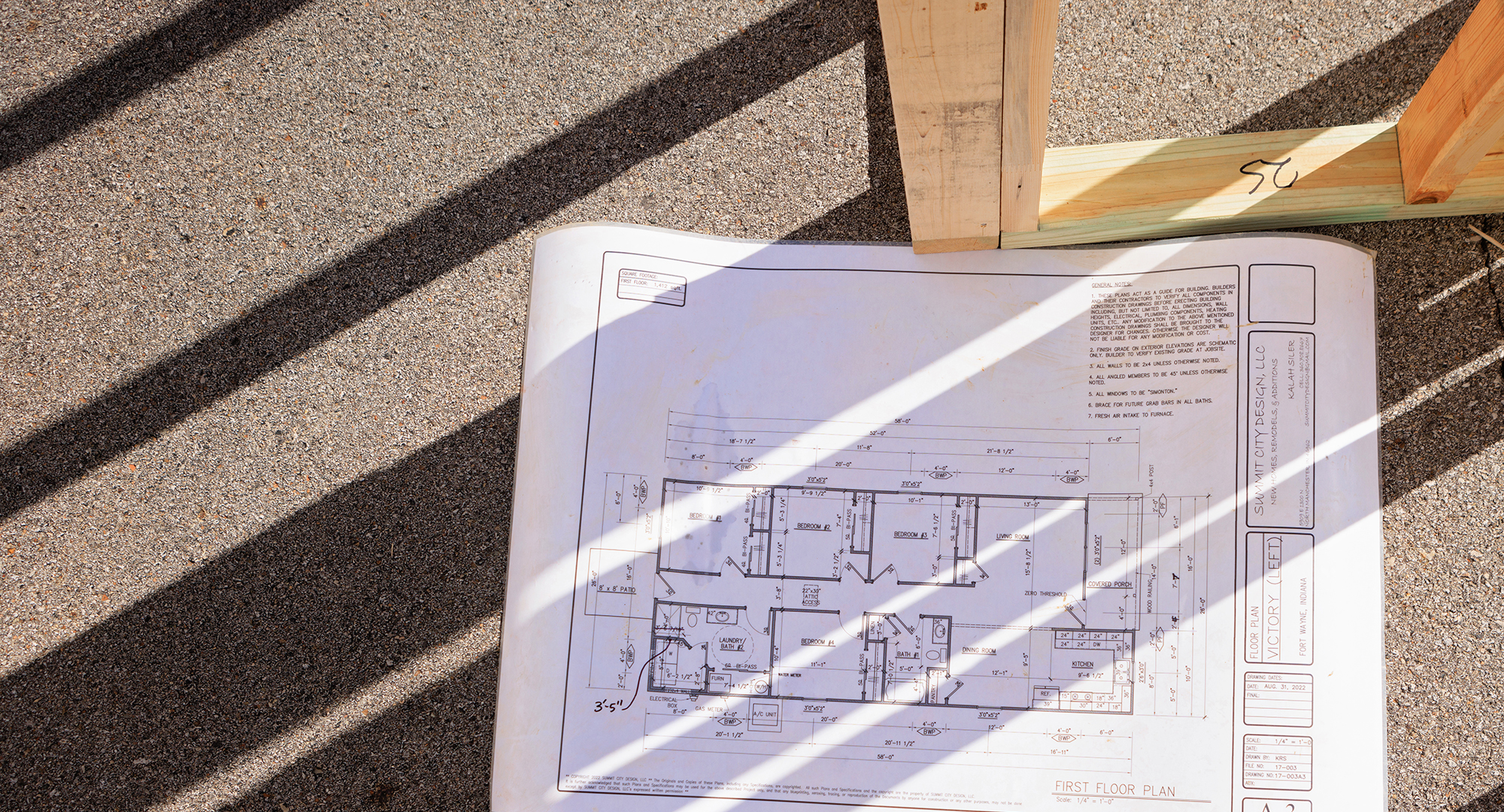 House floor plan on concrete