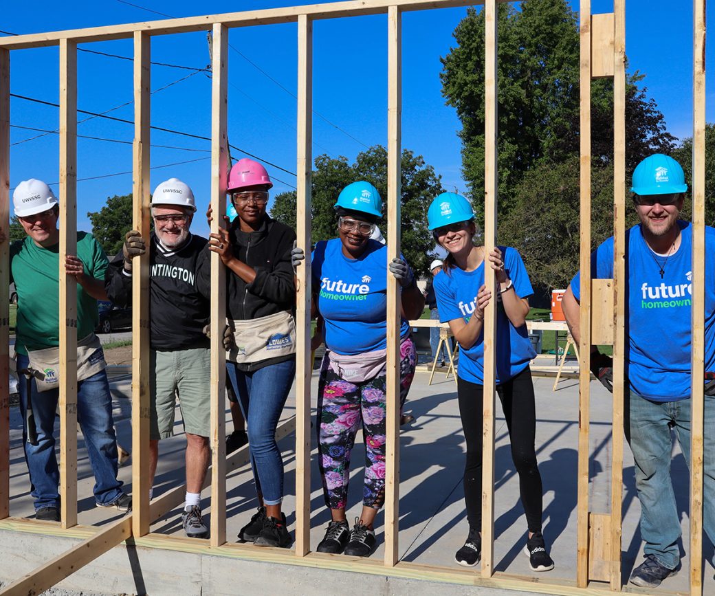 Volunteers on build site