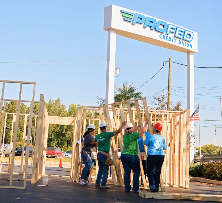 Volunteers at Panel Build at ProFed Credit Union