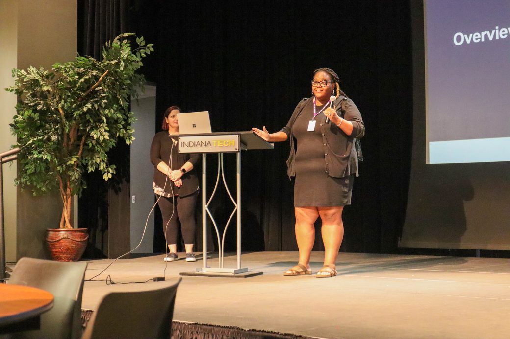 Angie speaking at orientation