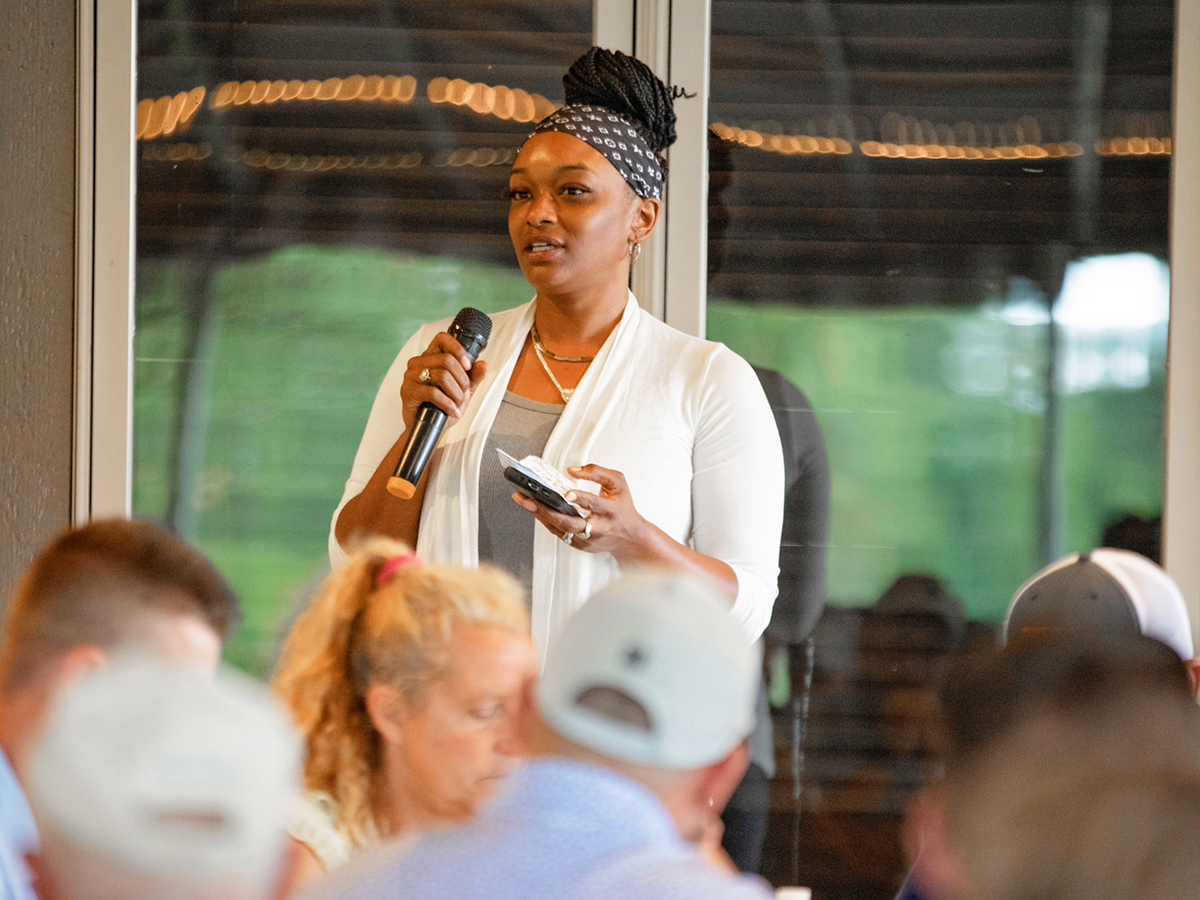 Ciaira speaking at 2023 Golf Outing