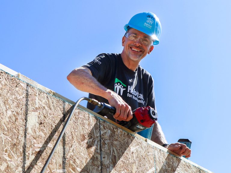 Jeff Roussel with nail gun