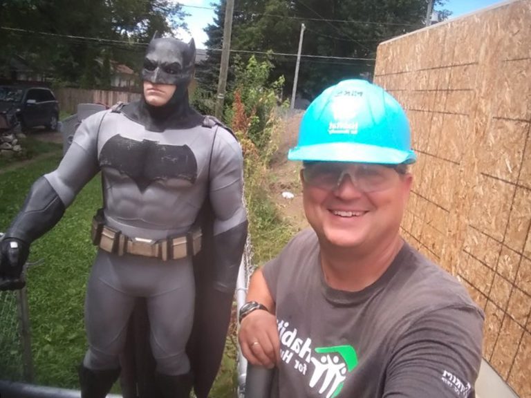 Mike with Batman toy