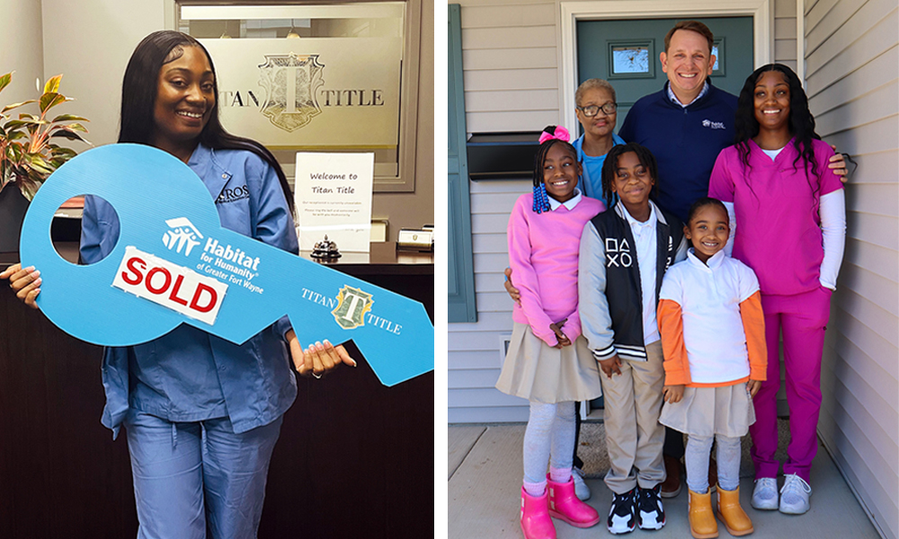 Tiyonna at closing and with family and Habitat CEO