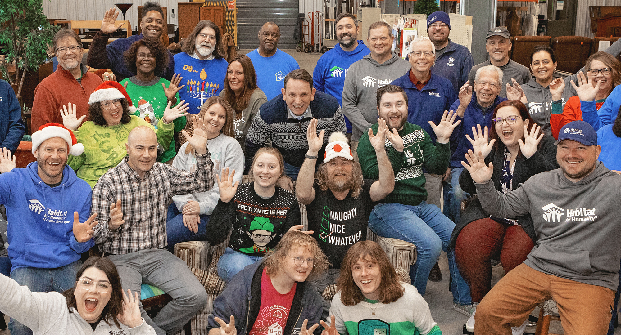 Silly photo of Habitat staff posing